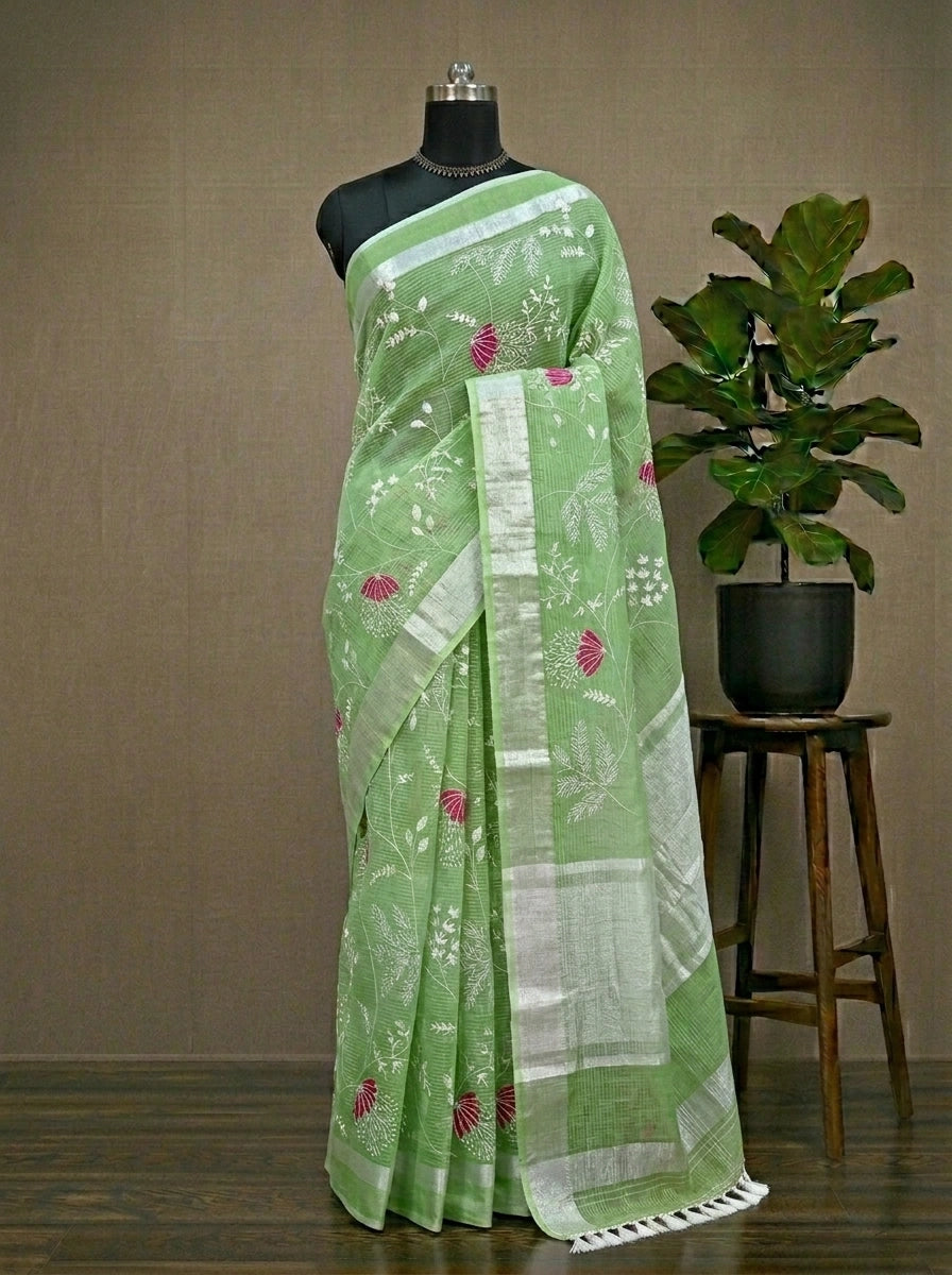 Green and Light Green Kota Saree