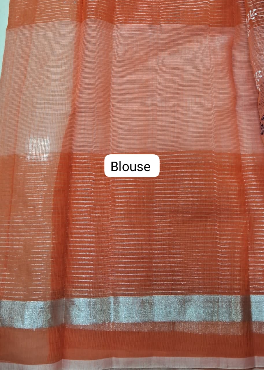 Light Peach with Dark Peach Kota Saree blouse