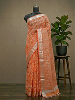 Embroidered Dark Orange Kota Saree