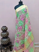 Pink,Green and Brown Kota Saree