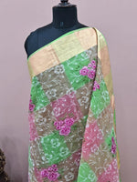 Pink,Green and Brown Kota Saree 
