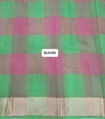 Pink,Green and Brown Kota Saree blouse