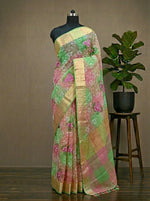 Pink,Green and Brown Kota Saree