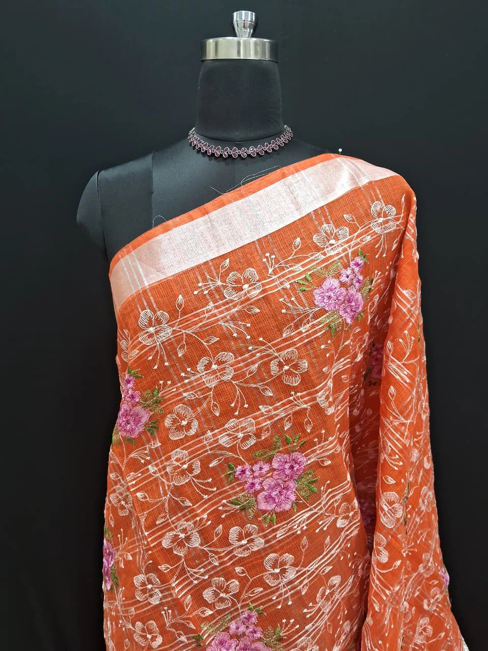 Dark Orange Kota Saree 