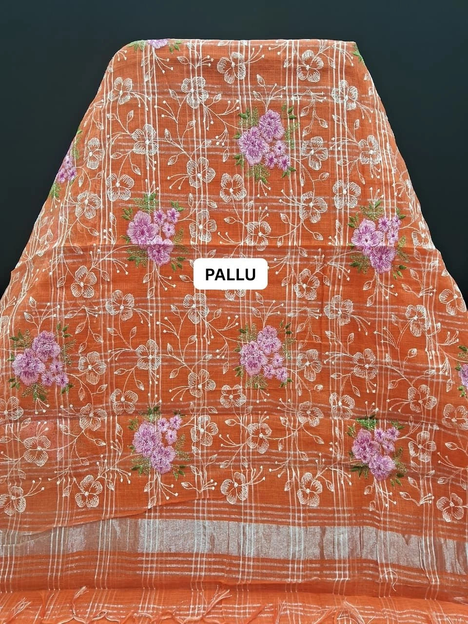 Dark Orange Kota Saree pallu