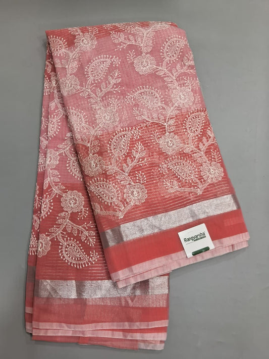 Peach and Baby Pink Kota Saree