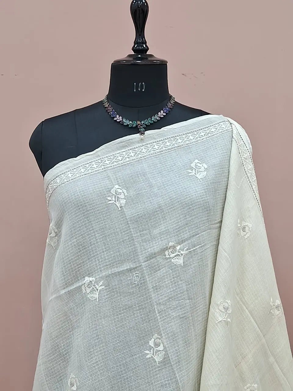 White Pure Cotton Kota Saree  1