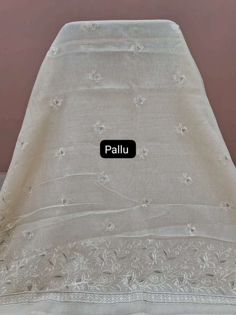 White Pure Cotton Kota Saree Pallu