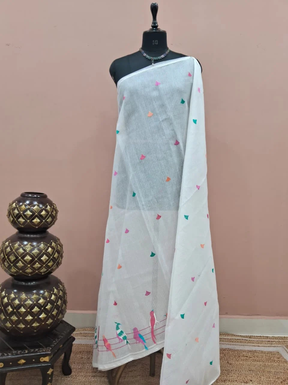 Pure White Cotton Kota Saree