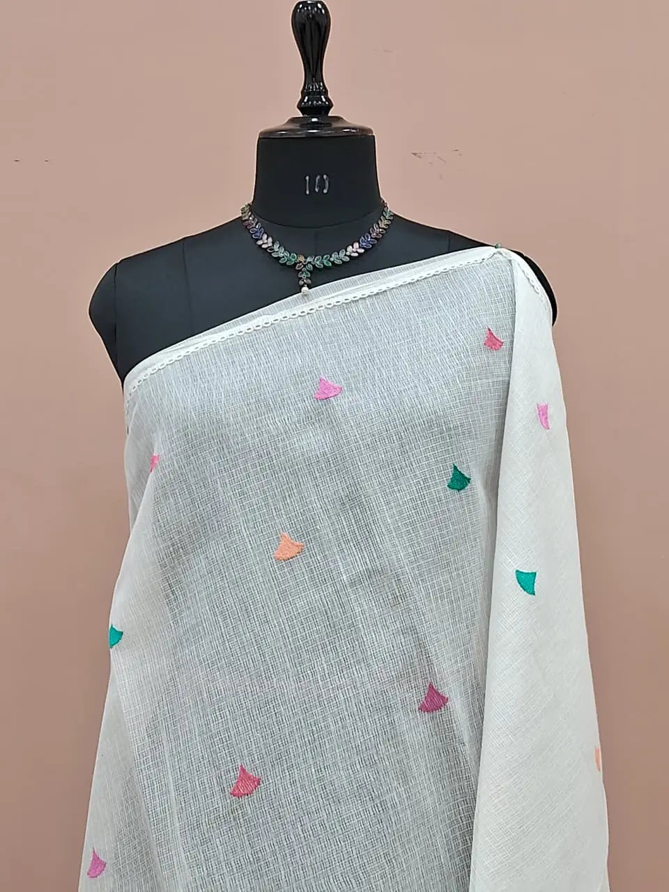 Pure White Cotton Kota Saree 1