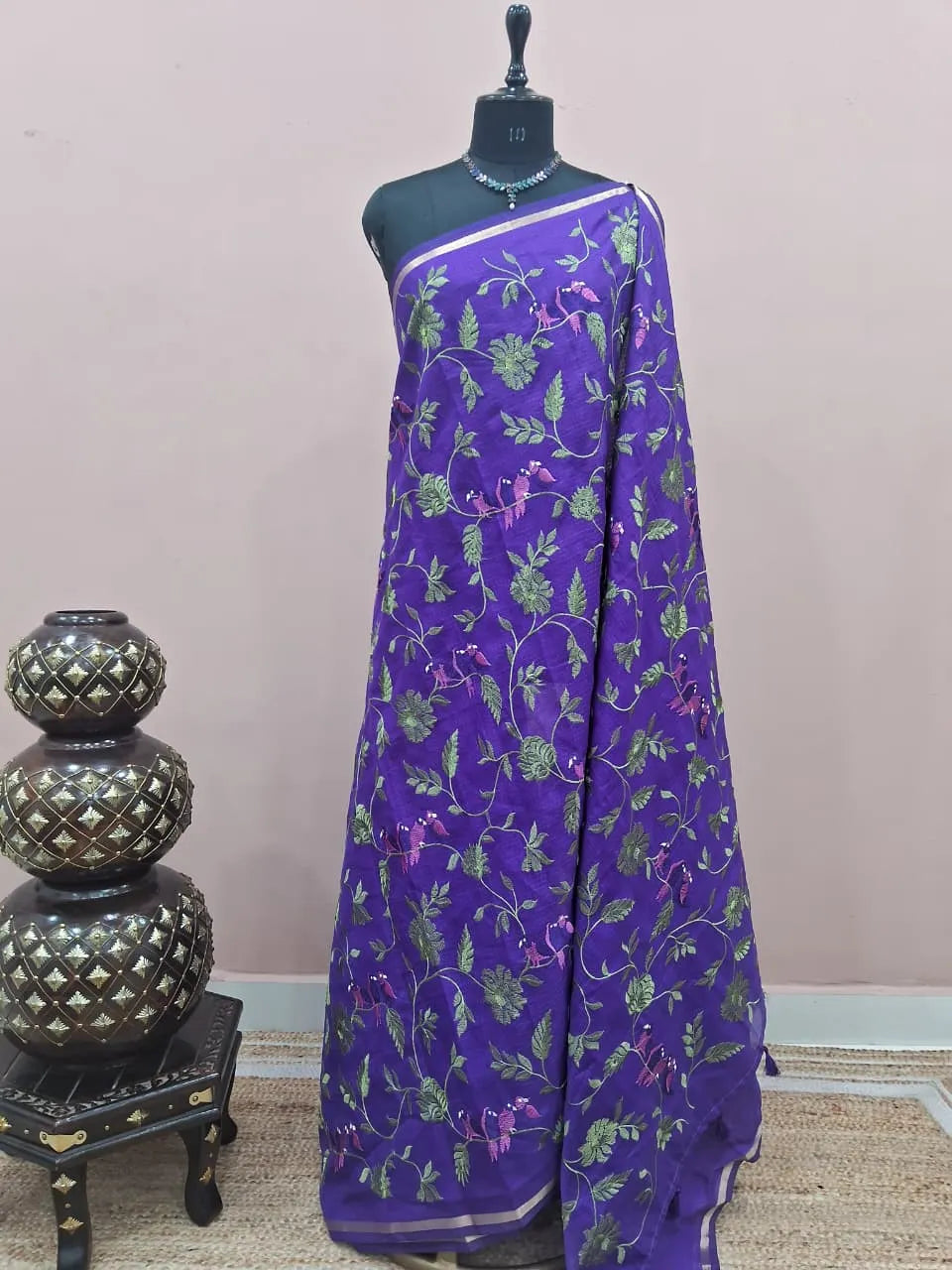 Purple Cotton Kota Saree 