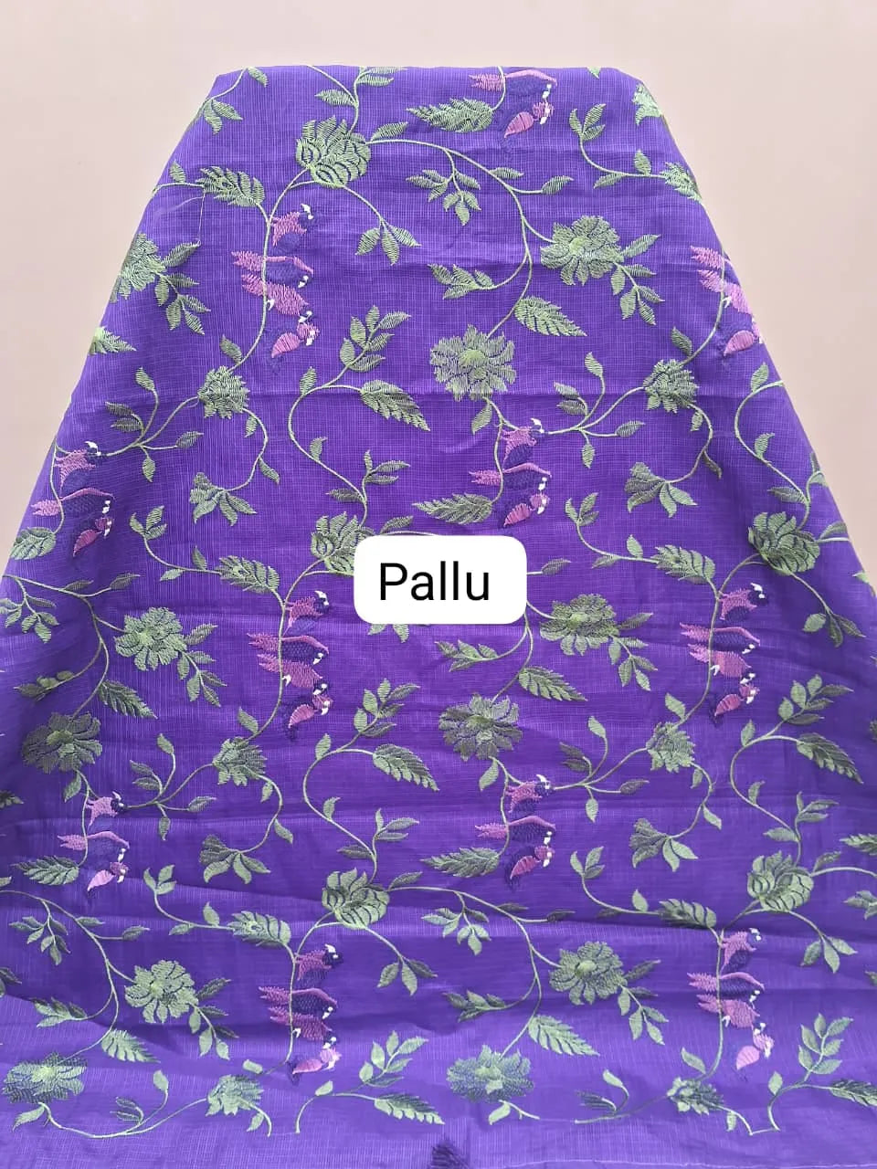 Purple Cotton Kota Saree Pallu