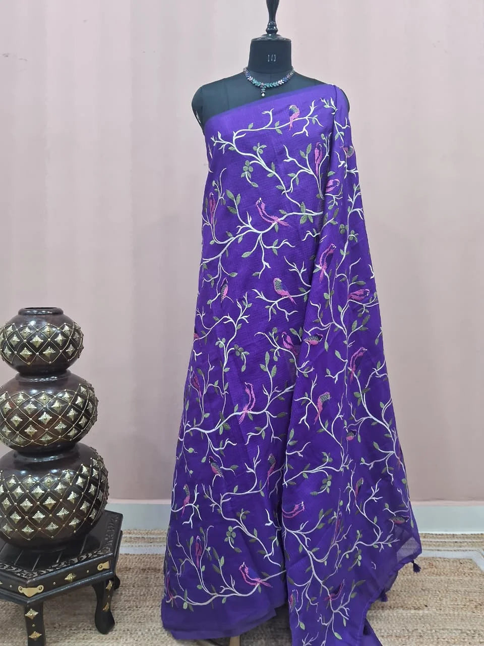 Elegant Purple Cotton Kota Saree 