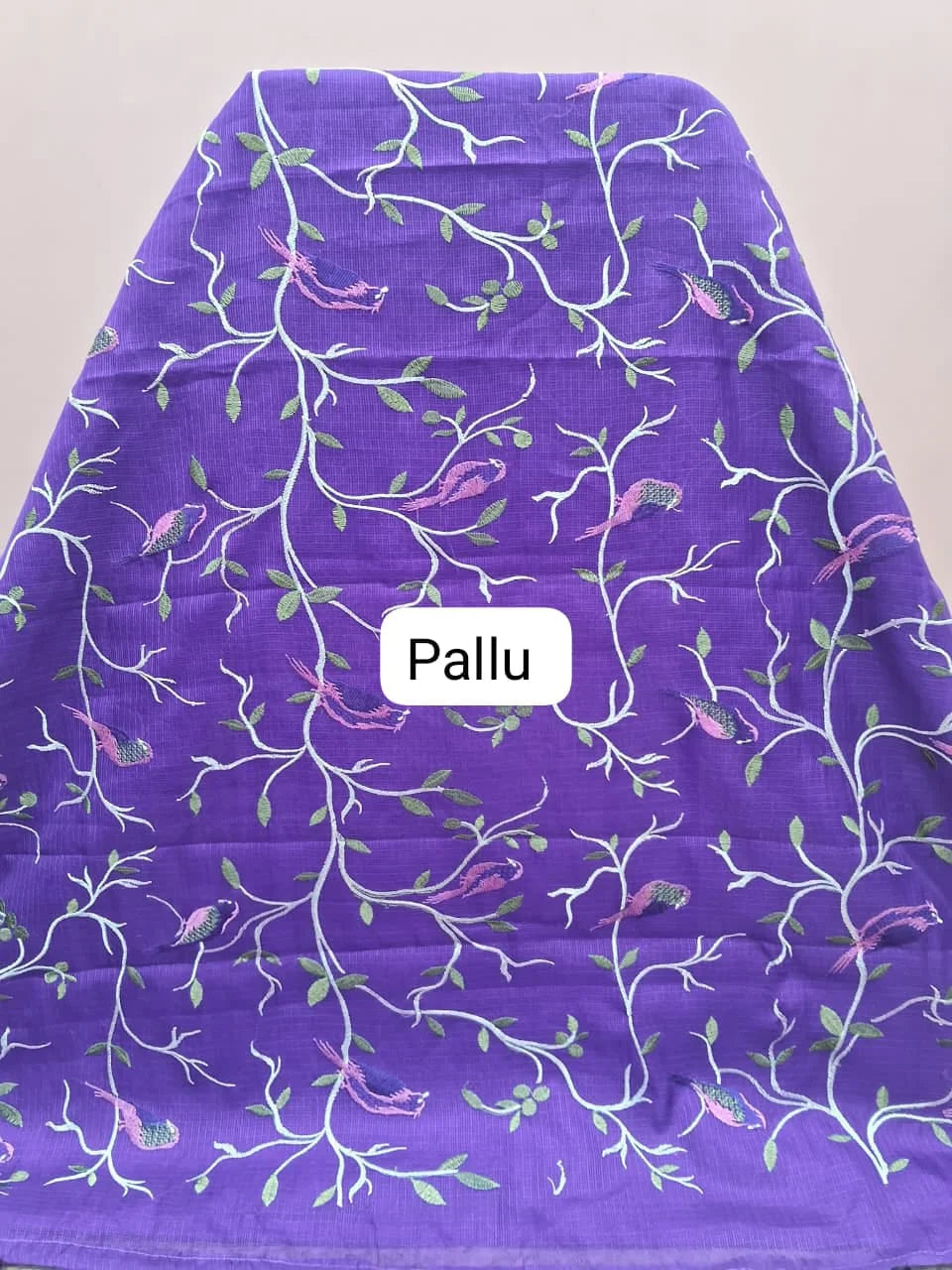 Elegant Purple Cotton Kota Saree Pallu