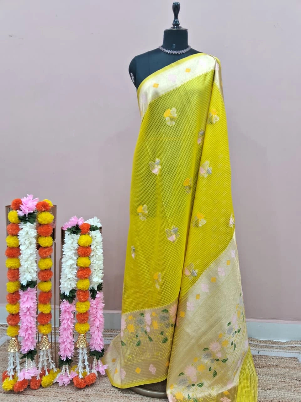 Mango Yellow Fancy Kota Saree