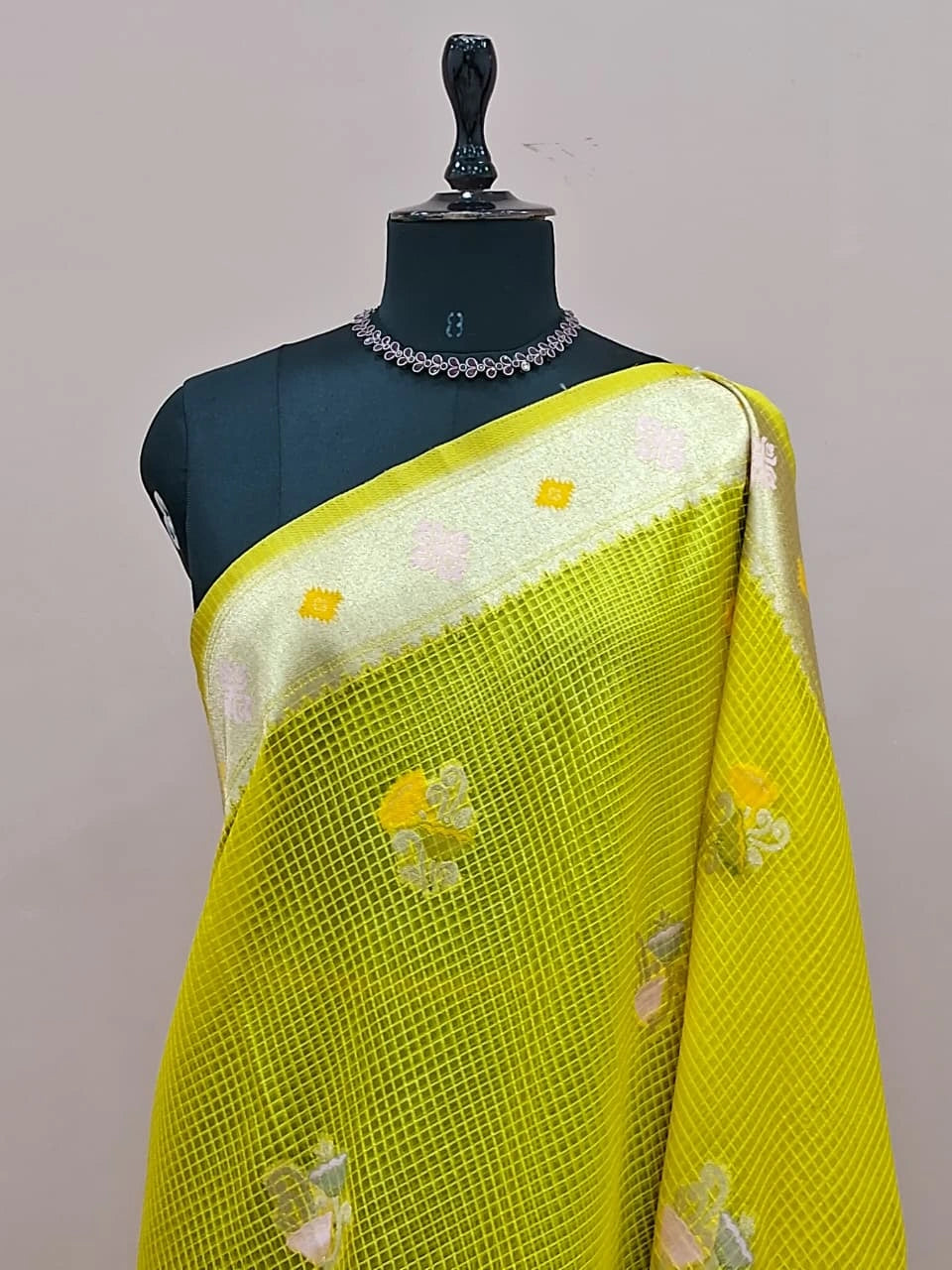Mango Yellow Fancy Kota Saree 1