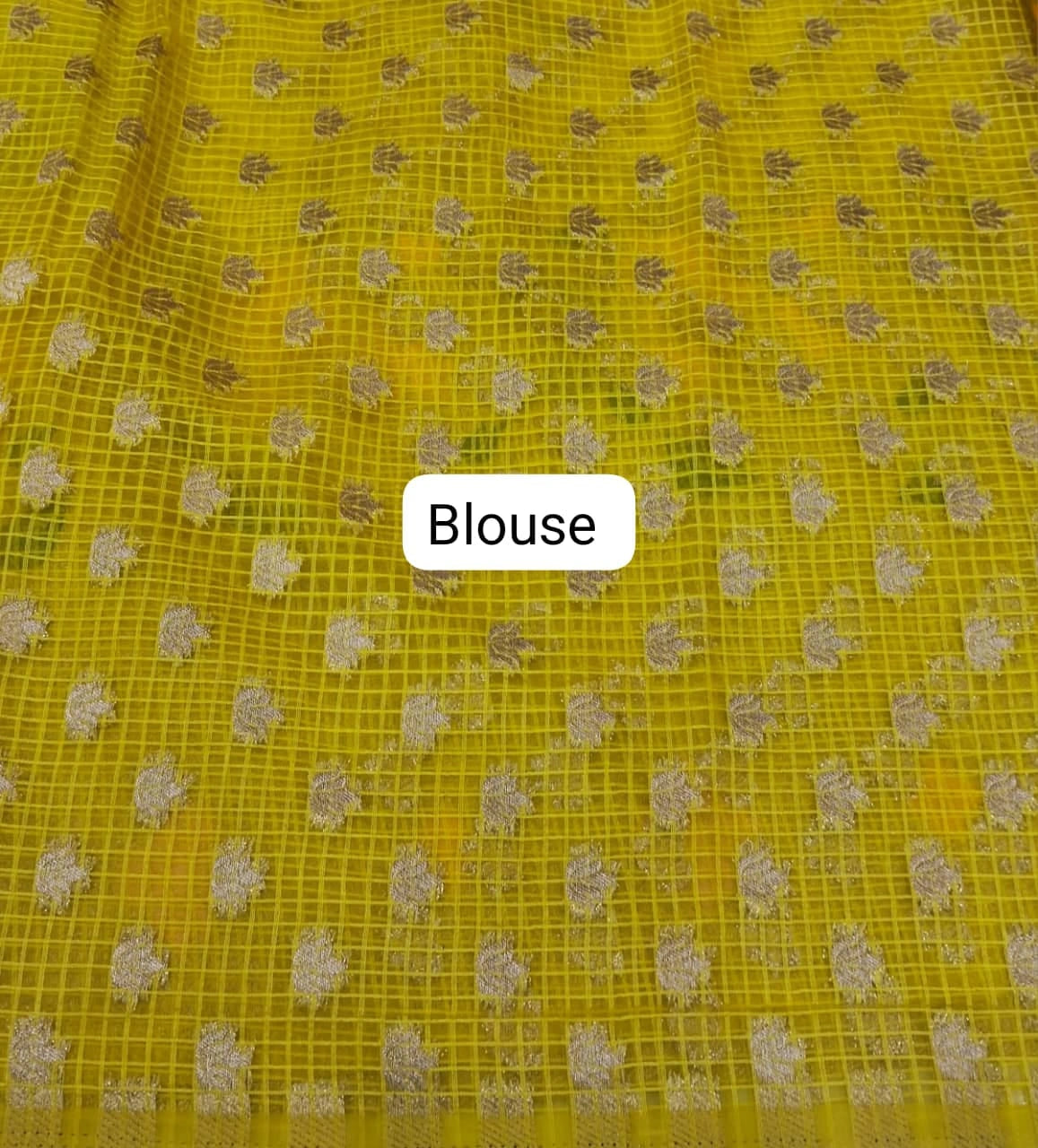 Mango Yellow Fancy Kota Saree blouse