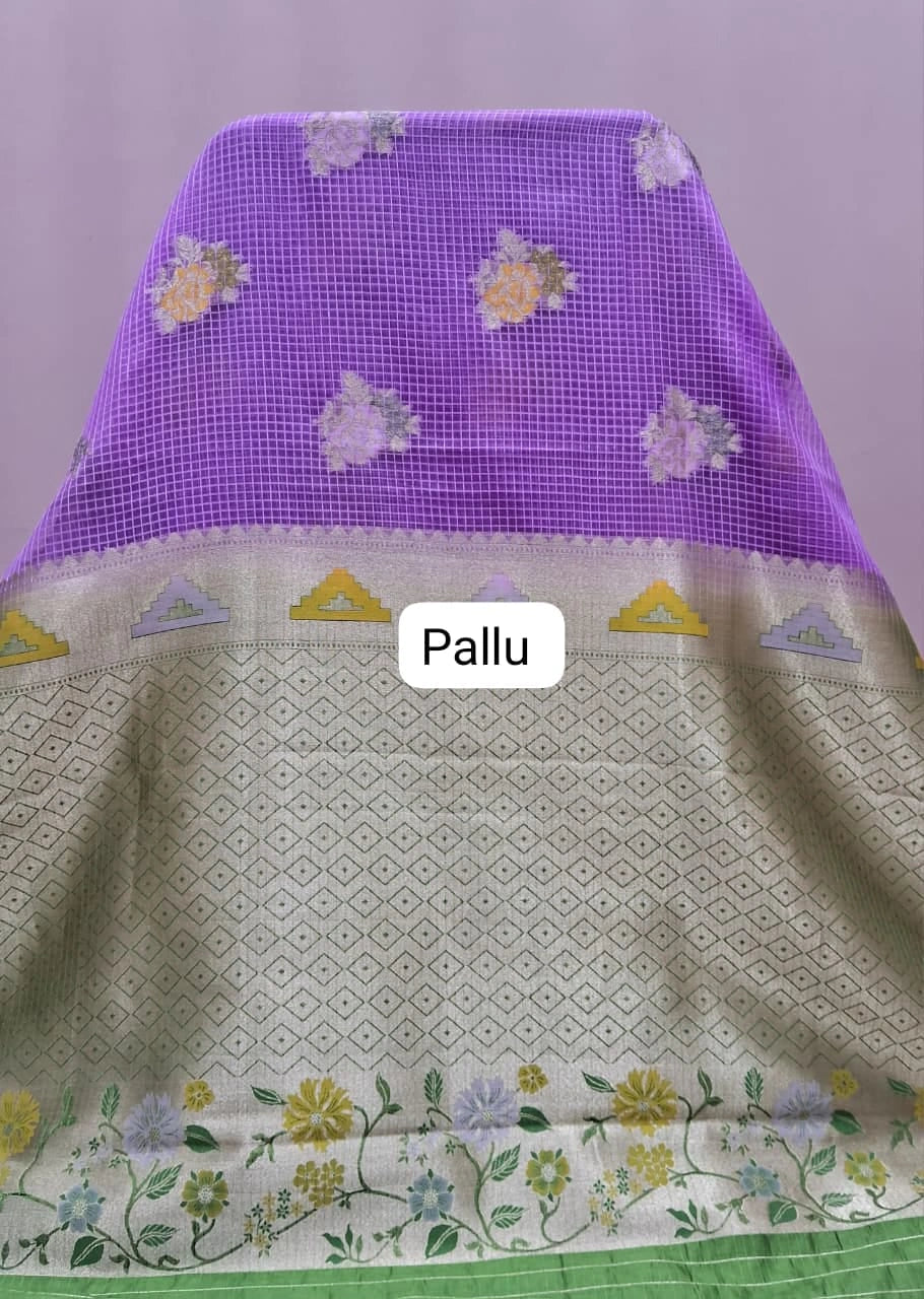 Lavender Fancy Kota Saree pallu