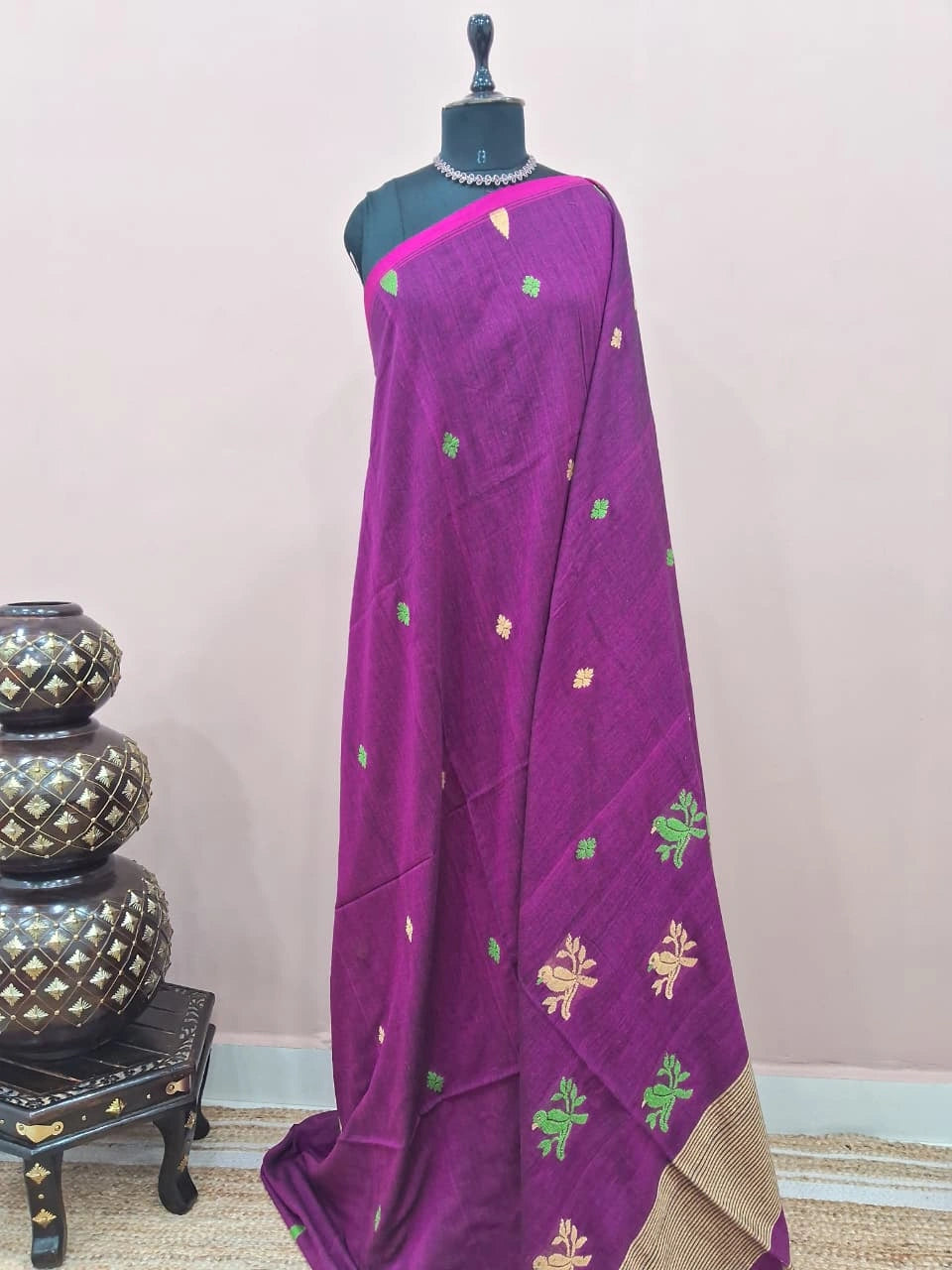 Purple Shaded Jamdani Cotton Saree 