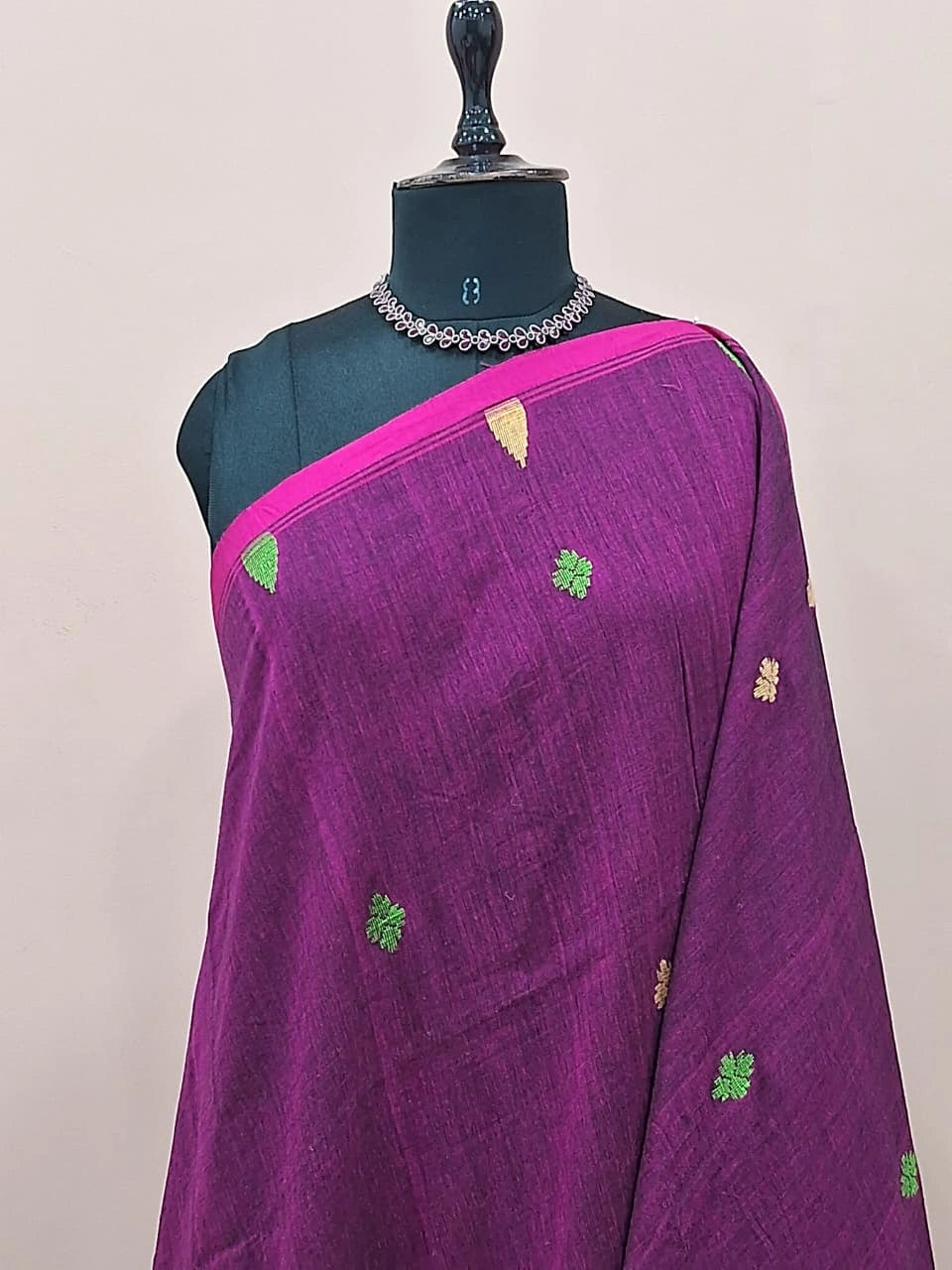 Purple Shaded Jamdani Cotton Saree  1