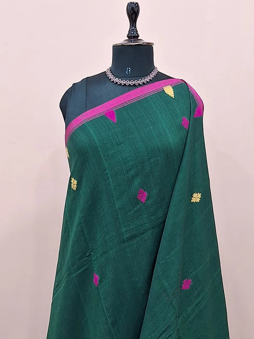 Green Jamdhani Cotton Saree 1