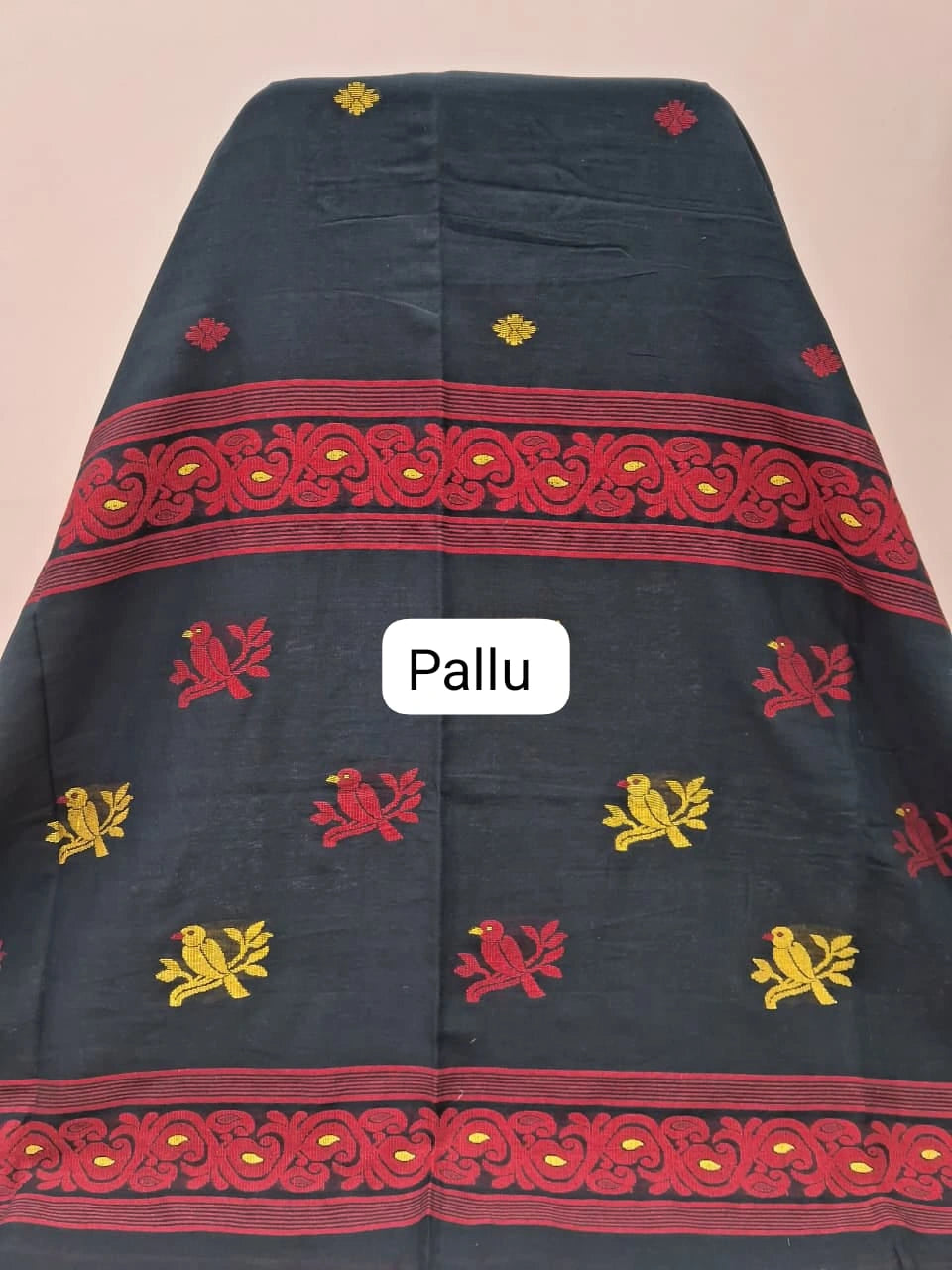 Black Jamdhani Cotton Saree pallu