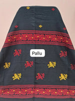 Black Jamdhani Cotton Saree pallu