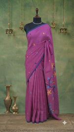Rose Pink Khadhi Jamdani Cotton Saree