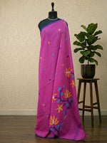 Rose Pink Khadhi Jamdhani Cotton Saree
