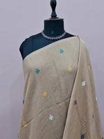 Cream Khadhi Jamdhani Cotton Saree 1