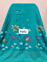 Teal Blue Khadhi Jamdhani Cotton Saree Pallu