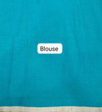 Teal Blue Khadhi Jamdhani Cotton Saree  Blouse