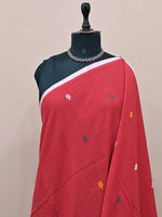 Red Khadhi Jamdani Cotton Saree 1