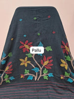 Black Khadhi Jamdhani Cotton Saree Pallu