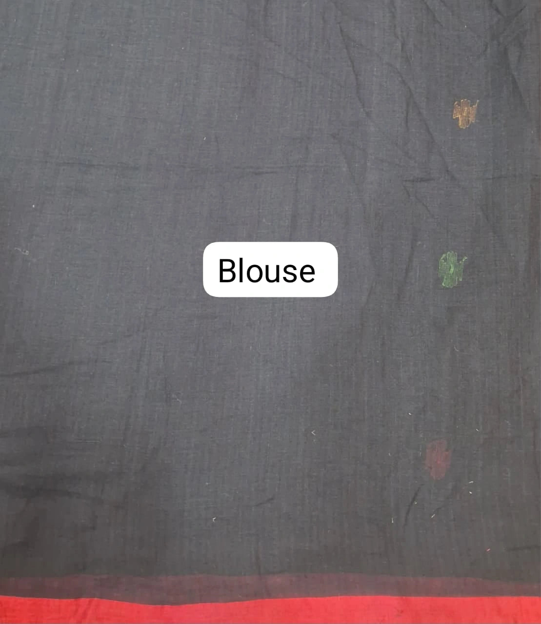 Black Khadhi Jamdhani Cotton Saree Blouse