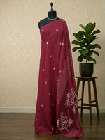 Maroon Khadhi Jamdani Cotton Saree
