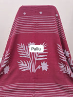 Maroon Khadhi Jamdani Cotton Saree pallu