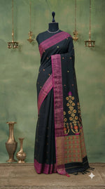 Black Khadhi Jamdani Saree