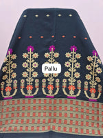 Black Khadhi Jamdhani Saree pallu