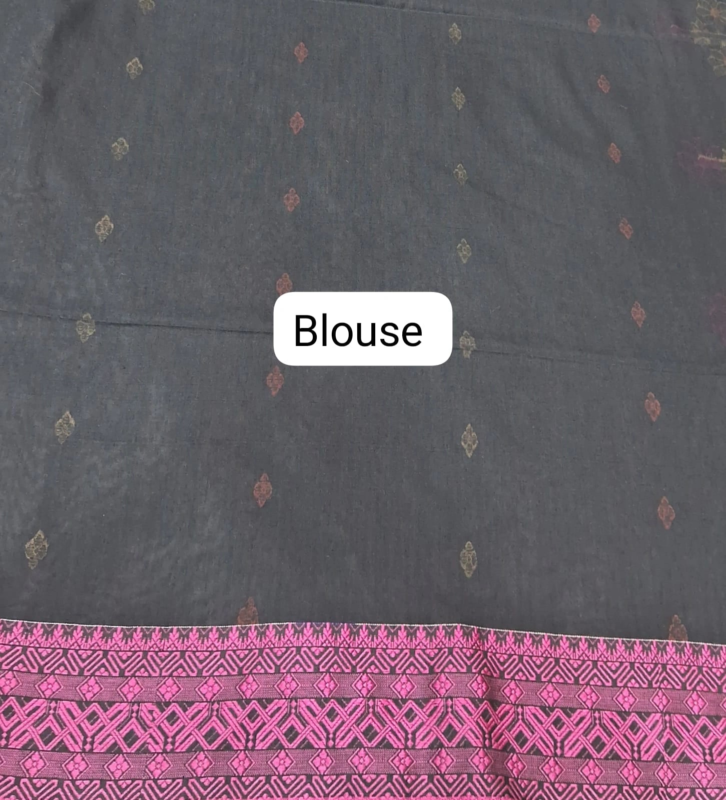 Black Khadhi Jamdhani Saree Blouse