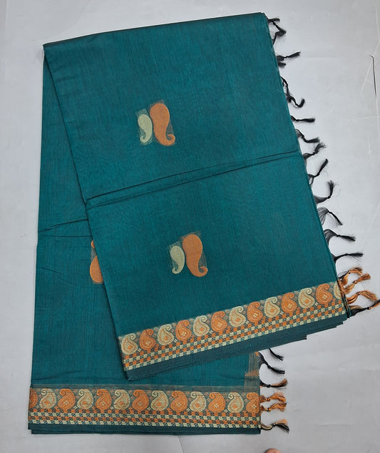 Rama Green Korvai Kanchi Cotton Saree 