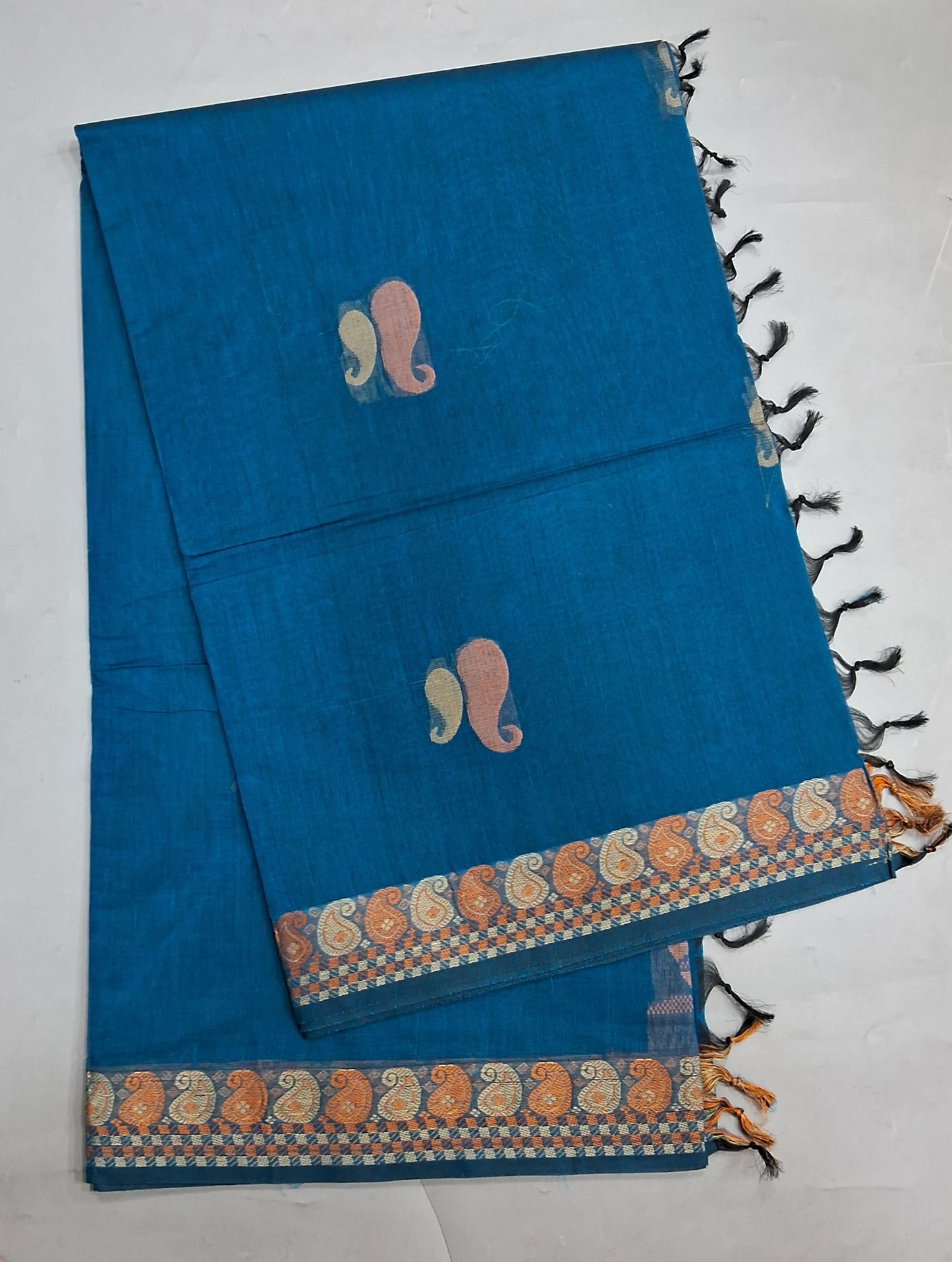 Royal Blue Korvai Kanchi Cotton Saree 