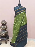 Leaf Green Kaikattu Sungudi Handloom Cotton Saree