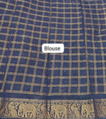 Baby Pink Checked Kaikattu Sungudi Handloom Cotton Saree Blouse
