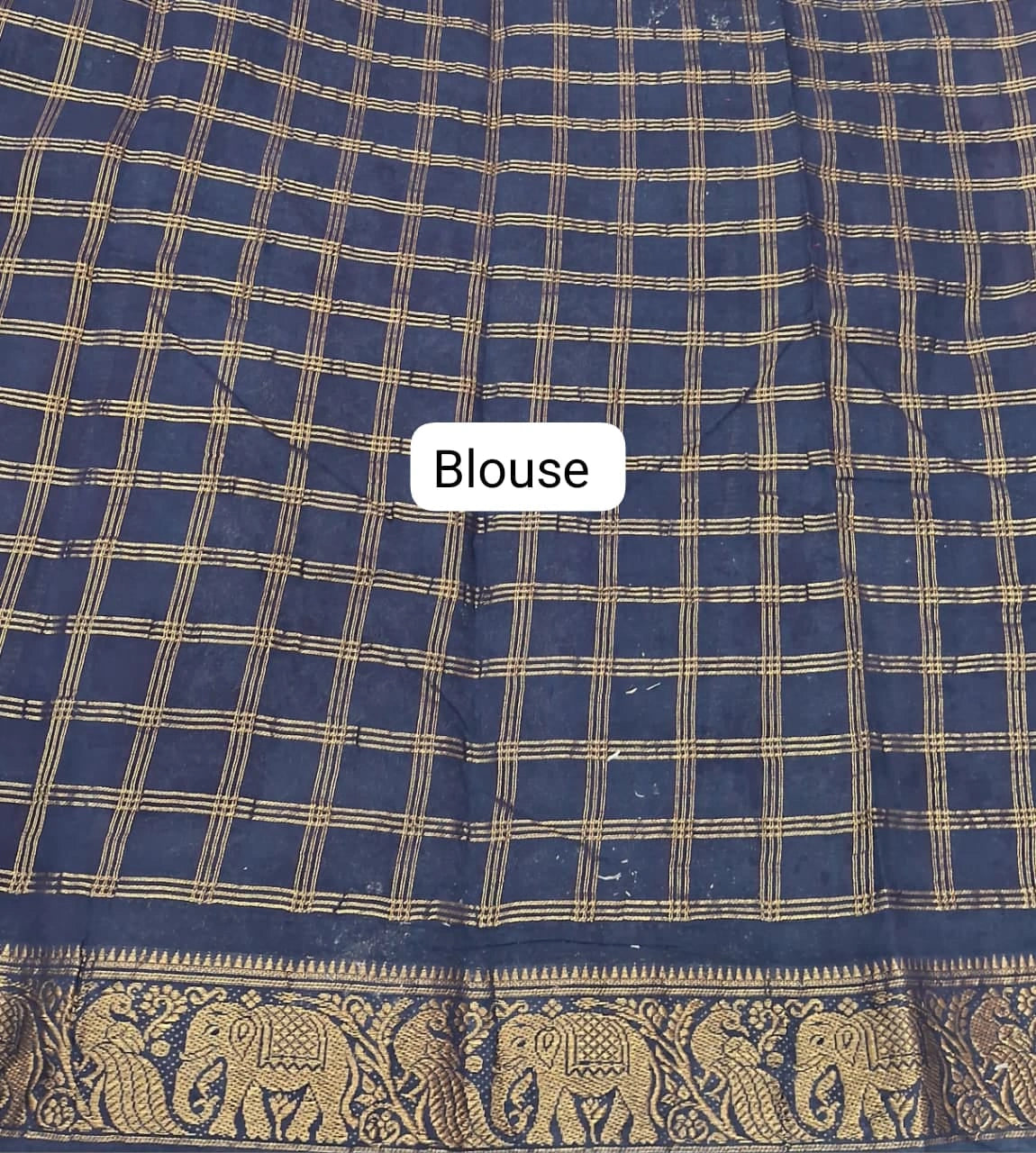 Baby Pink Checked Kaikattu Sungudi Handloom Cotton Saree Blouse