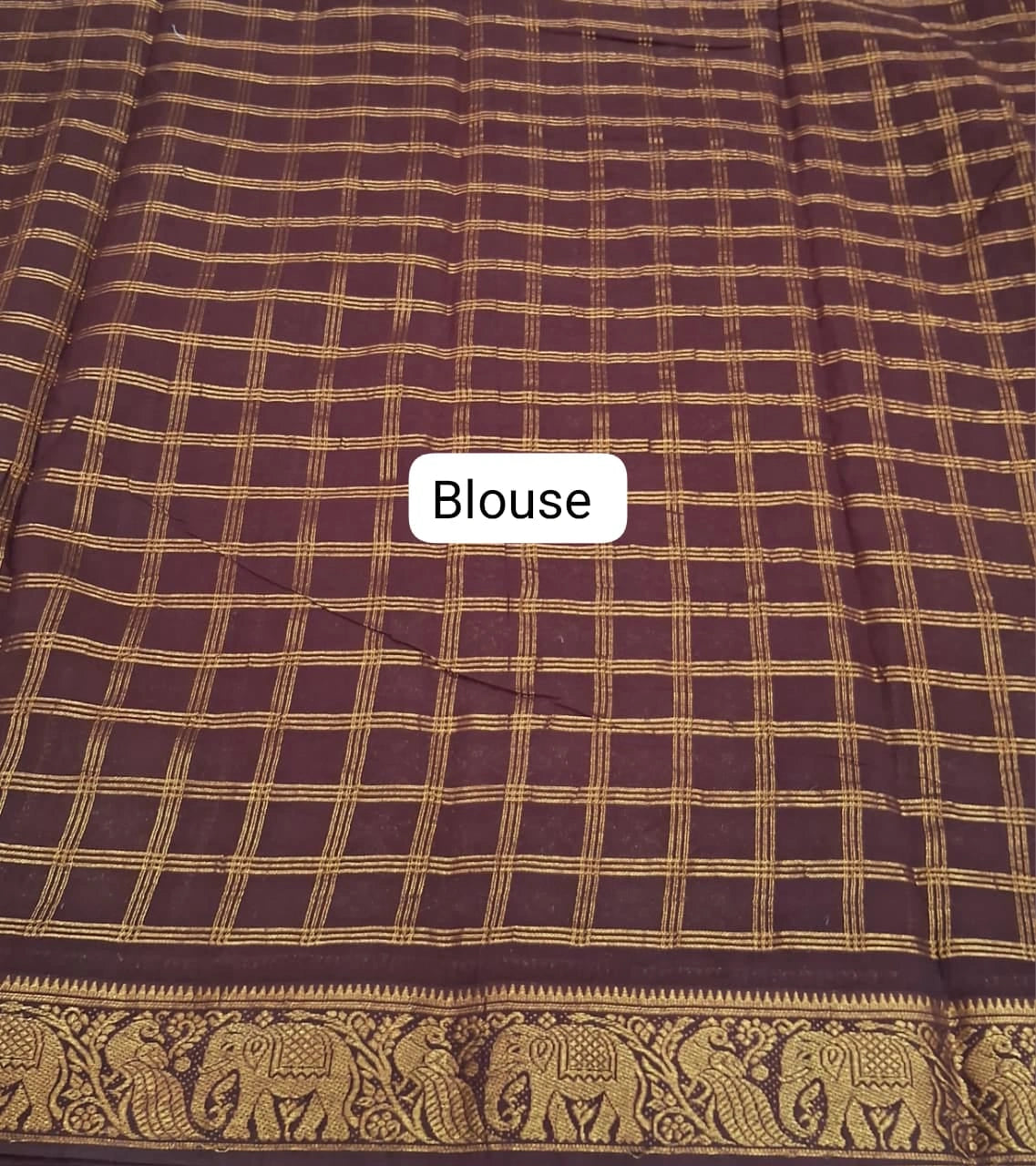 Orange Kaikattu Sungudi Handloom Cotton Saree blouse