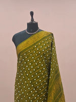 Leaf Green Kaikattu Sungudi Handloom Cotton Saree 1