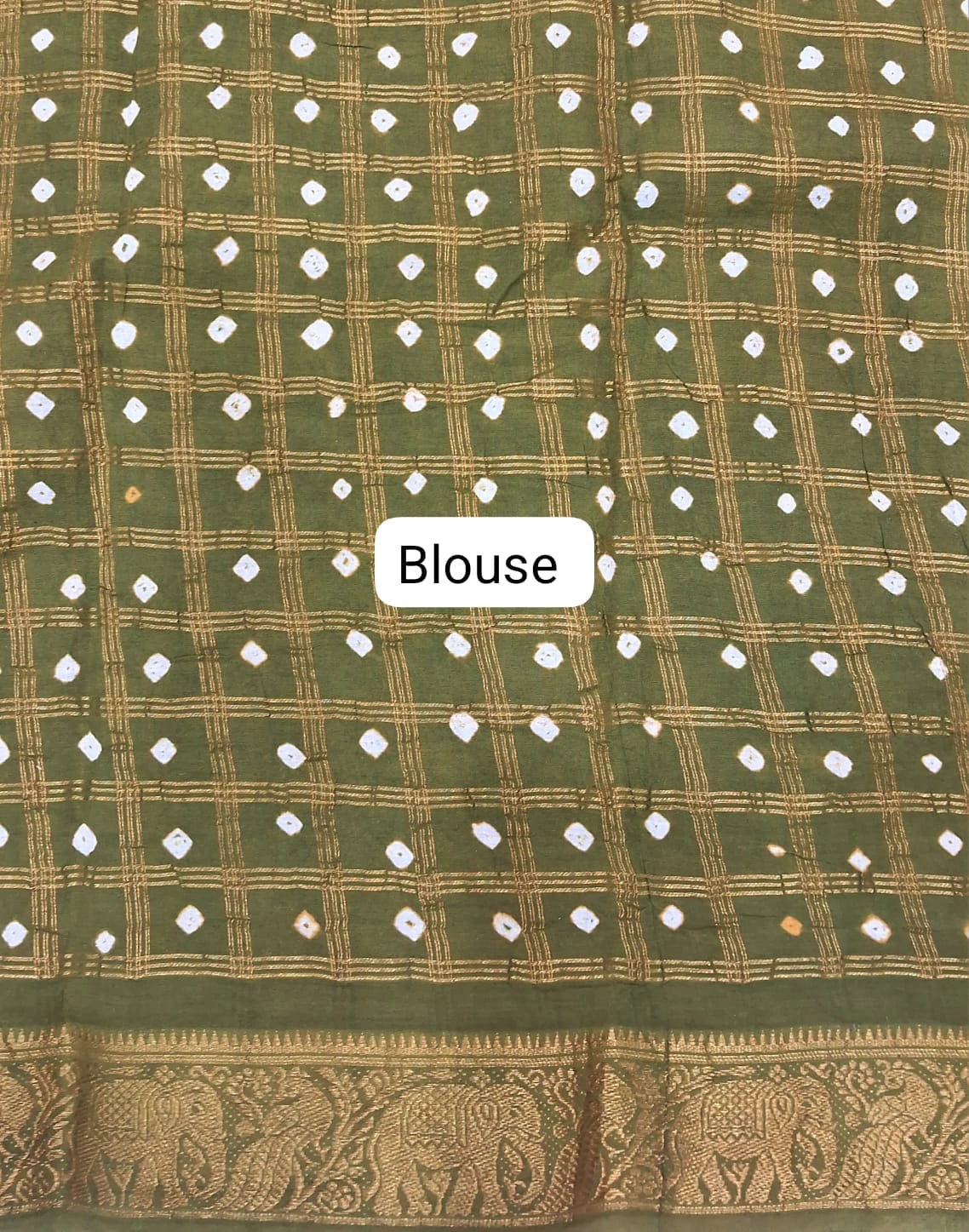 Leaf Green Kaikattu Sungudi Handloom Cotton Saree Blouse