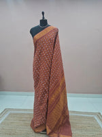 Chocolate Brown Kaikattu Sungudi Handloom Cotton Saree