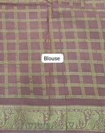 Chocolate Brown Kaikattu Sungudi Handloom Cotton Saree Blouse